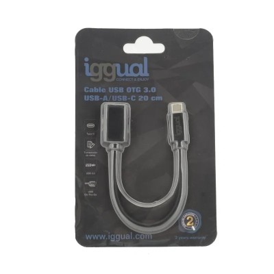 Iggual cable usb otg 3.0 usb-a/usb-c 20 cm negro