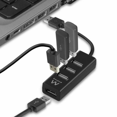 Ewent ew1123 mini-hub usb 4 puertos negro