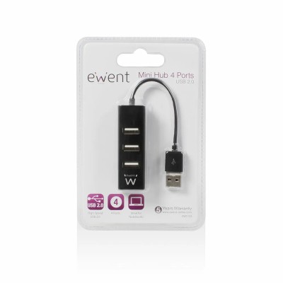 Ewent ew1123 mini-hub usb 4 puertos negro