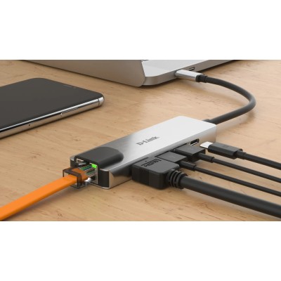 D-link dub-m520 hub usb-c hdmi/2usb 3.0/usb-c/ethe