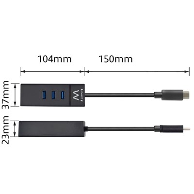 Ewent ew1141 hub tipo-c 3pts.usb 3.1+1pto. 