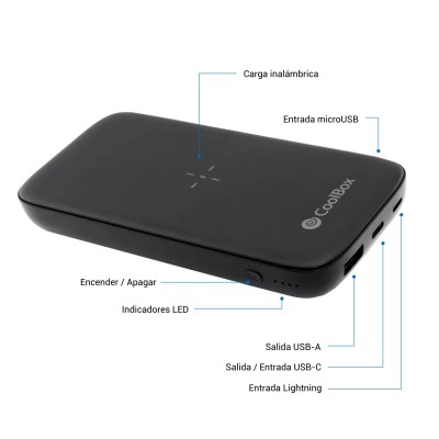 Coolbox powerbank qi 10000mah negro