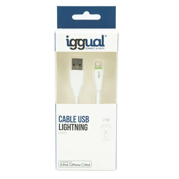 Iggual cable usb-a/lightning 100 cm blanco