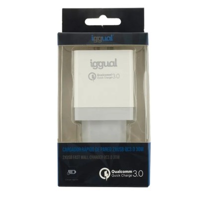 Iggual cargador doble 2xusb carga rápida qc3.0 30w