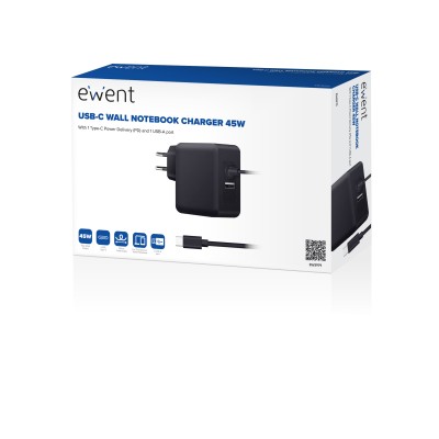 Ewent cargador usb-c pd 45w +puerto usb-a