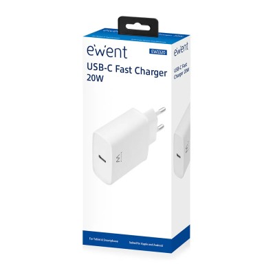 Ewent cargador usb-c carga rapida 20w