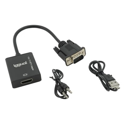 Iggual adaptador vga a hdmi + audio + microusb