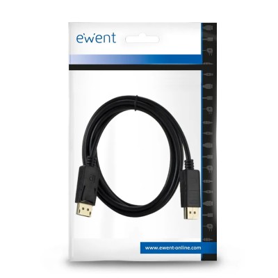 Ewent cable displayport 4k @ 60hz, a/a awg28, 1mt