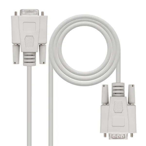 Nanocable cable serie rs232, db9 m-h, beige, 1.8m