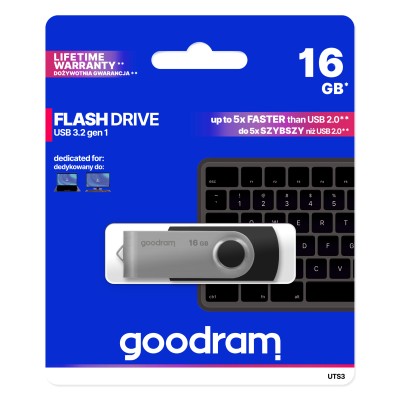 Goodram uts3 lápiz usb 16gb usb 3.0 negro