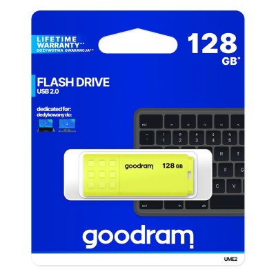 Goodram ume2 lápiz usb 128gb usb 2.0 amarillo