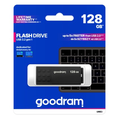 Goodram ume3 lápiz usb 128gb usb 3.0 negro