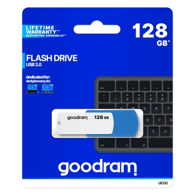 Goodram uco2 lápiz usb 128gb usb 2.0 azul/blanco