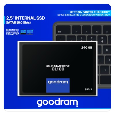 Goodram CL100 Gen3 SSD 240GB de 2.5" a 540MB/s SATA 6GB/s