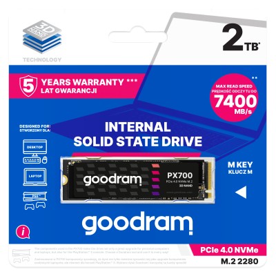 Goodram PX700 SSD 2TB NVMe a 7400MB/s M.2 PCIe 4.0 2280