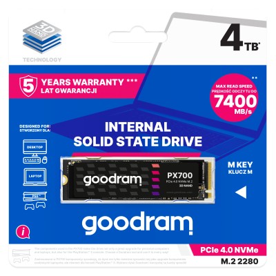 Goodram PX700 SSD 4TB NVMe a 7400MB/s M.2 PCIe 4.0 2280