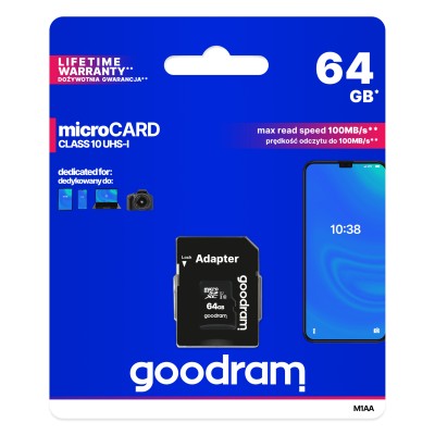 Goodram m1aa micro sd clase 10 64gb c/adapt