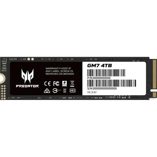 Acer Predator GM7000 SSD NVMe 4TB a 7400MB/s PCIe 4.0 M.2 2280