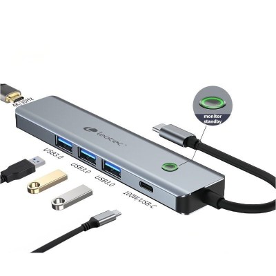 Docking USB Tipo-C Leotec LEDS05/ 3xUSB/ 1xUSB Tipo-C PD/