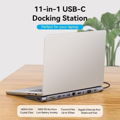 Docking USB Tipo-C Vention THTHC/ 1xHDMI/ 1xVGA/ 3xUSB/ 1xUSB