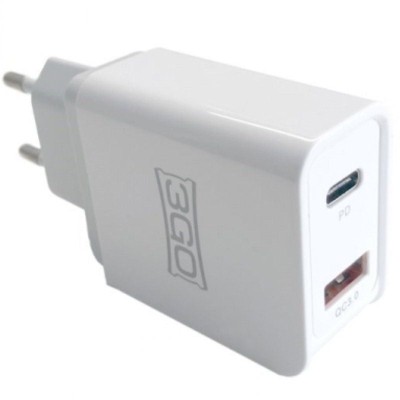 Cargador de Pared 3GO ALMUSBCQC3/ 1xUSB/ 1xUSB Tipo-C/ 18W