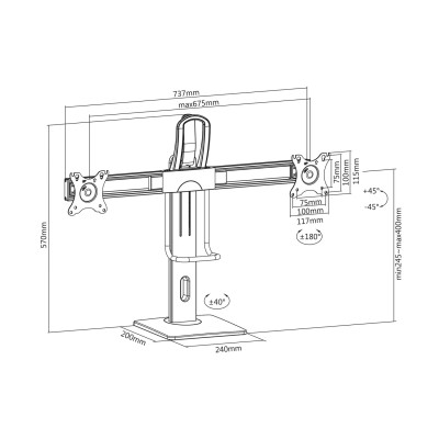 Soporte para 2 Monitores Aisens DT27TSR-065/ hasta 6kg