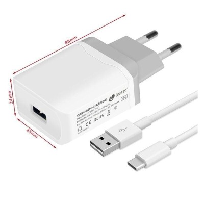 Cargador de Pared Leotec LECSPHTYPEC/ 1xUSB + Cable USB a USB