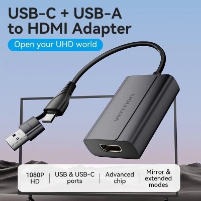 Adaptador Vention ACYHB/ USB Tipo-C Macho/ USB Macho - HDMI