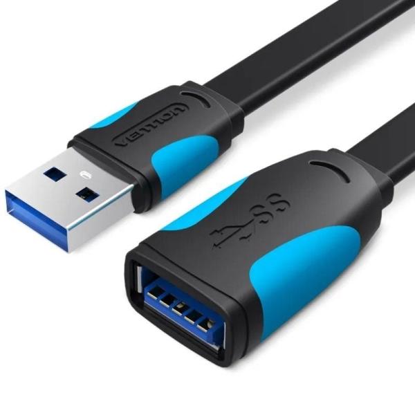 Cable Alargador USB 3.0 Vention VAS-A13-B050/ USB Macho - USB Hembra/ 5Gbps/ 50cm/ Negro y Azul