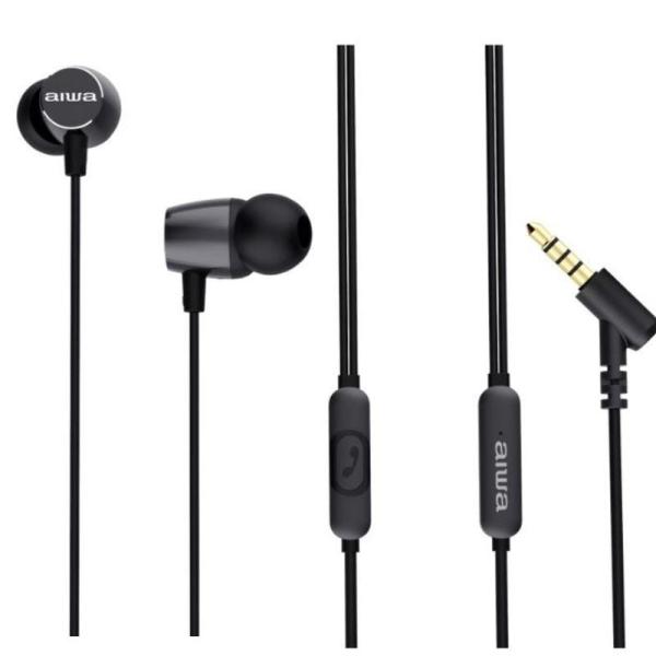 Auriculares Intrauditivos Aiwa ESTM-30BK/ con Micrófono/ Jack 3.5/ Negro