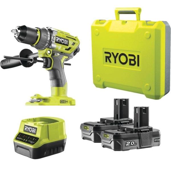 Taladro-Atornillador Sin Cable Ryobi ONE+ R18PD7-220B/ 2 baterías 18V 2,0 Ah/ Cargador 2,0 A/ Bolsa de Transporte