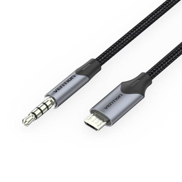 Cable Audio Vention BDGBG/ MicroUSB Macho - Jack 3.5 Macho/ 1.5m/ Negro