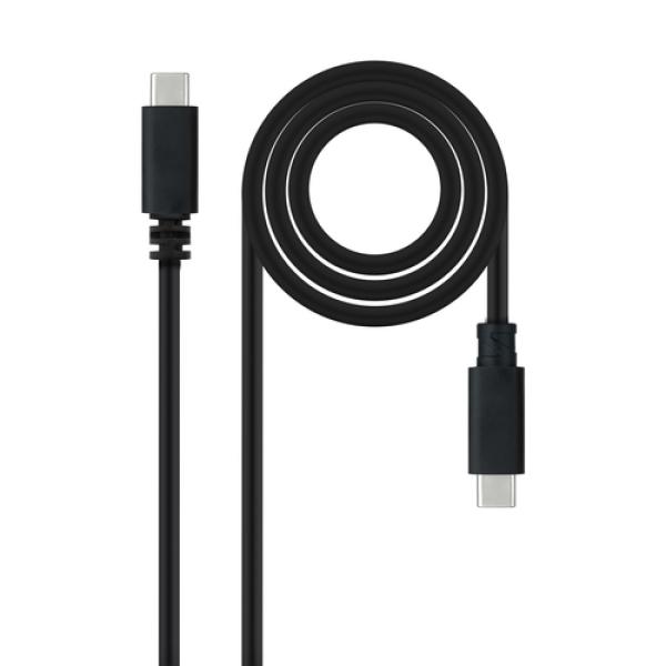 Cable USB 2.0 Tipo-C Nanocable 10.01.2301-L150/ USB Tipo-C Macho - USB Tipo-C Macho/ 480Mbps/ 1.5m/ Negro