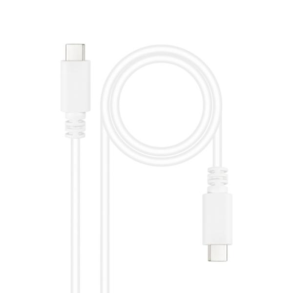 Cable USB 2.0 Tipo-C Nanocable 10.01.2301-L150-W/ USB Tipo-C Macho - USB Tipo-C Macho/ 480Mbps/ 1.5m/ Blanco