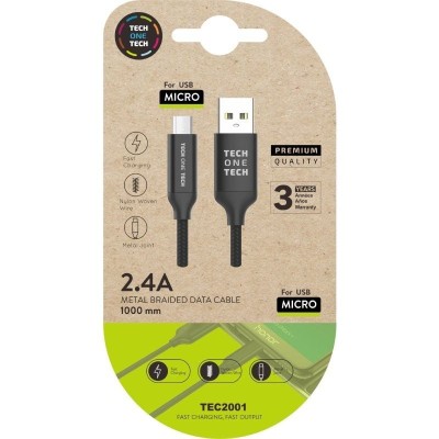 Cable USB 2.0 Tech One Tech TEC2001/ USB Macho - MicroUSB