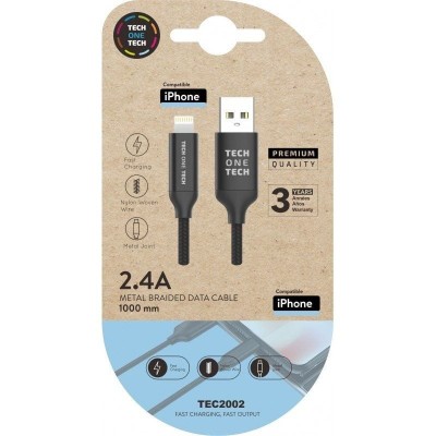 Cable USB 2.0 Tech One Tech TEC2002/ USB Macho - Lightning