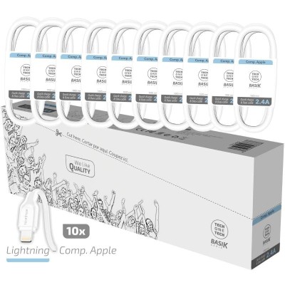 Pack 10 Cables Lightning Tech One Tech Basik TEC2952/ USB Macho