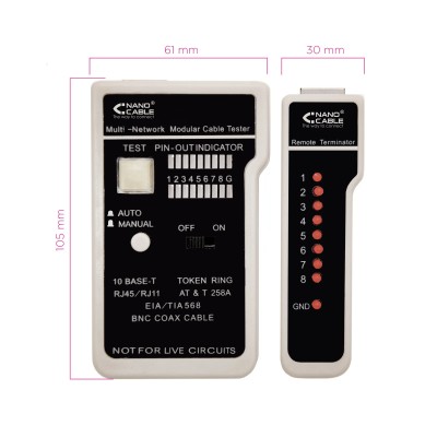 Tester Nanocable 10.31.0303 para RJ11-RJ12-RJ45