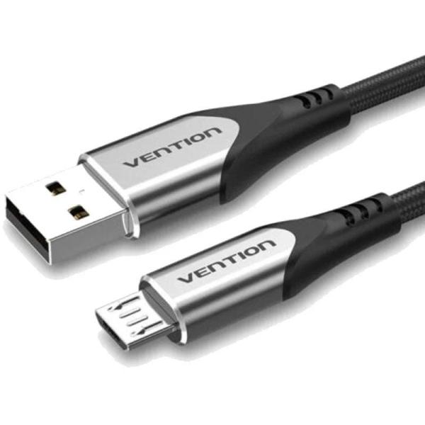 Cable USB 2.0 Vention COAHI/ USB Macho - MicroUSB Macho/ Hasta 60W/ 480Mbps/ 3m/ Gris