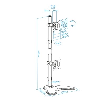 Soporte para 2 Monitores TooQ DB1703TNV-B/ hasta 9kg