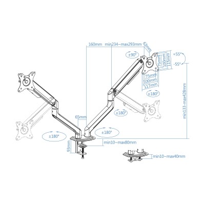 Soporte para 2 Monitores TooQ DB4132TNR-W/ hasta 9kg