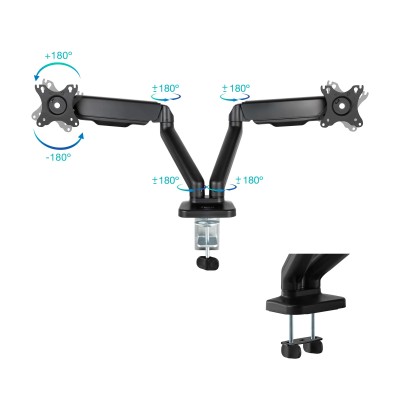 Soporte para 2 Monitores TooQ DB5132TNR-B/ hasta 9kg