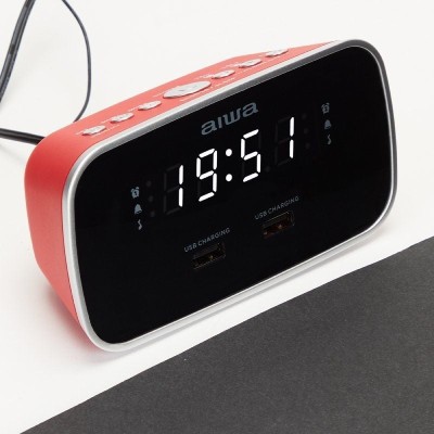 Despertador Aiwa CRU-19RD/ Radio FM/ Rojo