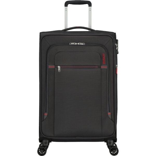 Maleta Mediana American Tourister Crosstrack Spinner Expansible 67cm/ 67.5x42x27.5cm/ 4 Ruedas/ Gris y Rojo