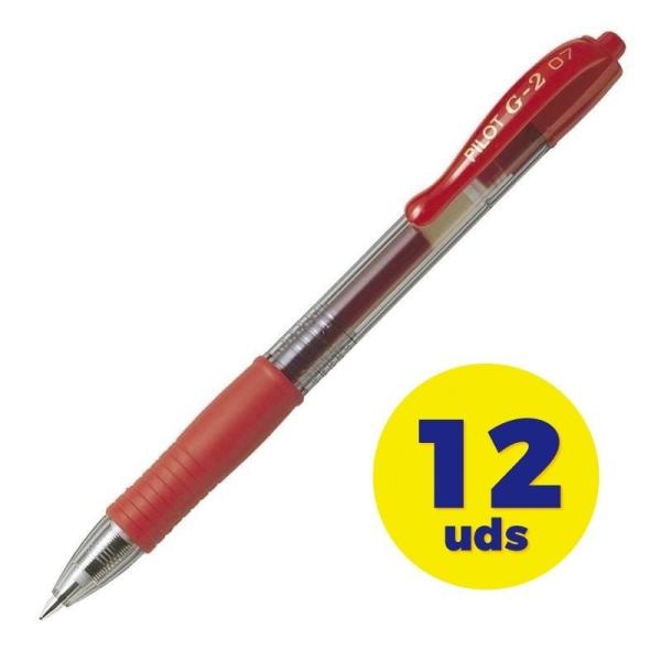 Caja de Bolígrafos de Tinta de Gel Retráctil Pilot G-2/ 12 unidades/ Rojos