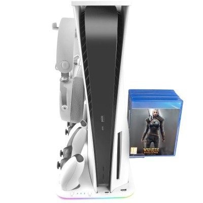 Soporte Multifunción RGB para PS5 Mars Gaming MPS5-B/ Blanco