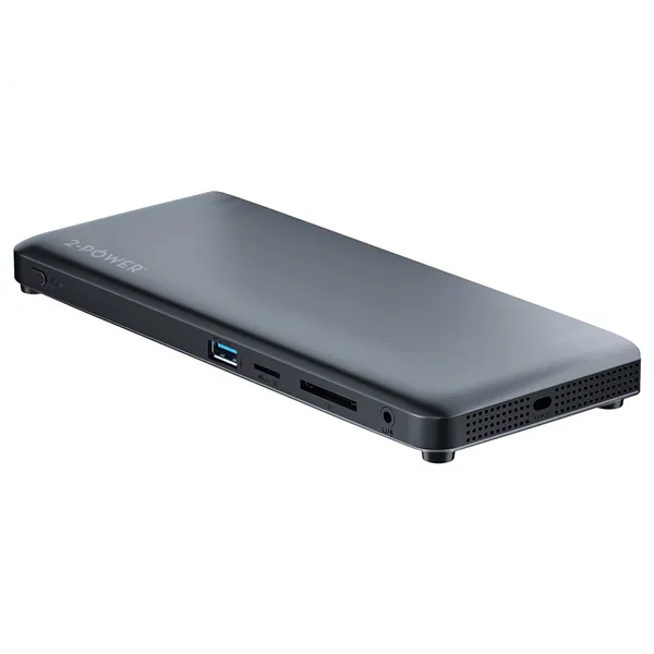 Docking USB Tipo-C 2-Power DOC0117A/ 4xUSB/ 1xUSB Tipo-C PD/ 2xHDMI/ 1xDisplayPort/ 1xJack/ 1xRJ45/ 1xLector Tarjetas SD/ Gris