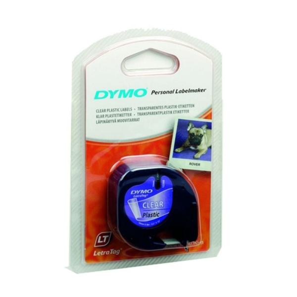 Cinta Rotuladora Adhesiva de Plástico Dymo 12267/ para Letratag/ 12mm x 4m/ Negra-Transparente