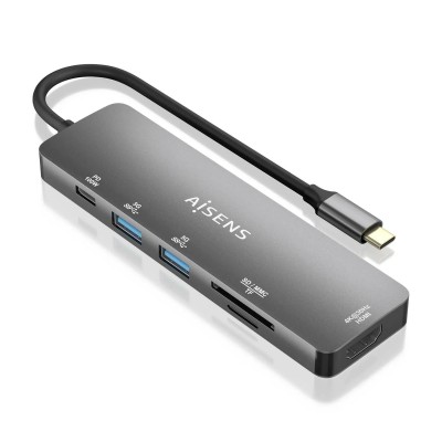 Docking USB Tipo-C Aisens ASUC-6P016-GR/ 1xHDMI/ 2xUSB/