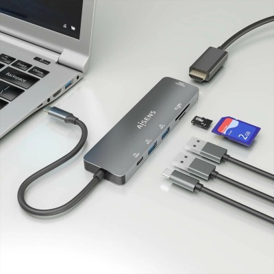 Docking USB Tipo-C Aisens ASUC-6P016-GR/ 1xHDMI/ 2xUSB/